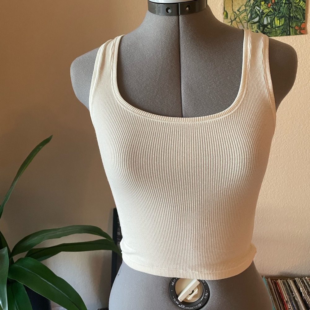 SKIMS cotton rib tank (bone) sz S
